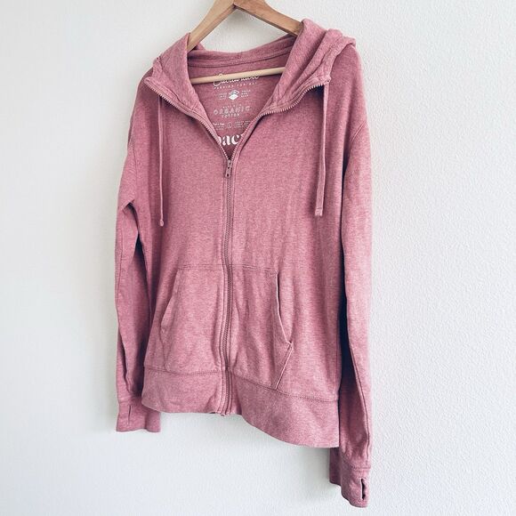 Pact Organic Cotton Pink Full Zip Hoodie Sweatshirt Size Large Sustainable READ - Picture 6 of 14